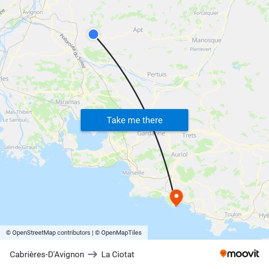 Cabrières-D'Avignon to La Ciotat map