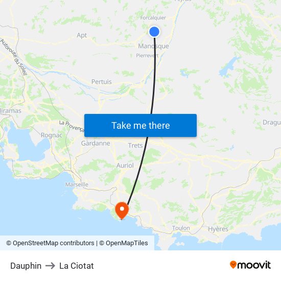 Dauphin to La Ciotat map