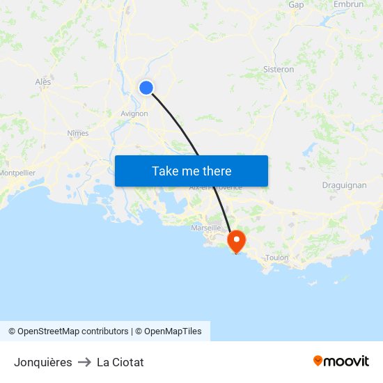 Jonquières to La Ciotat map