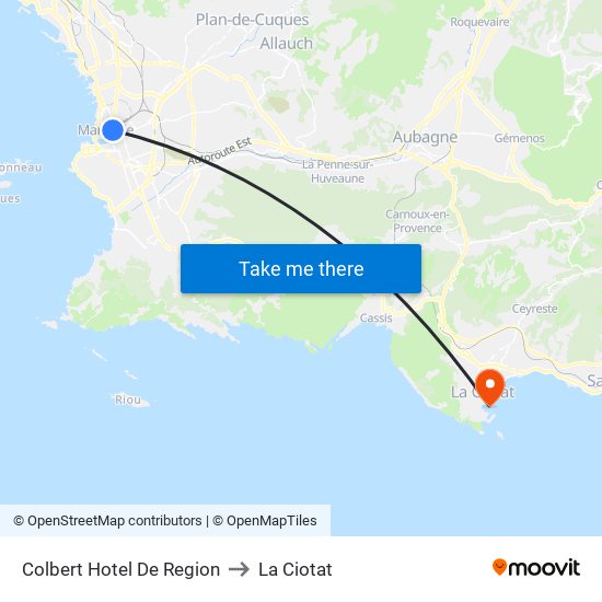 Colbert Hotel De Region to La Ciotat map