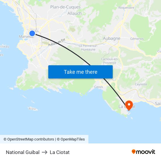National Guibal to La Ciotat map