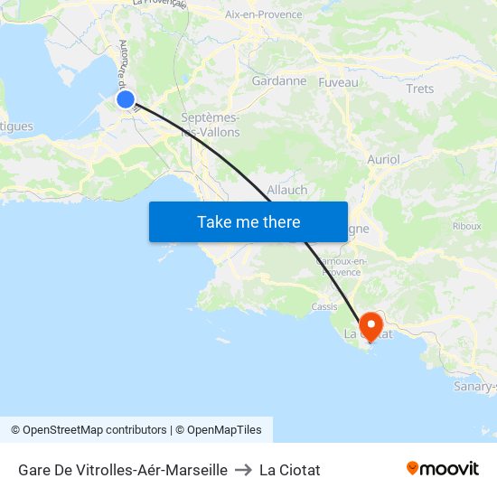 Gare De Vitrolles-Aér-Marseille to La Ciotat map