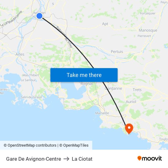 Gare De Avignon-Centre to La Ciotat map