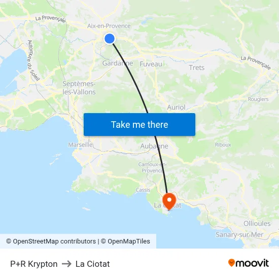P+R Krypton to La Ciotat map