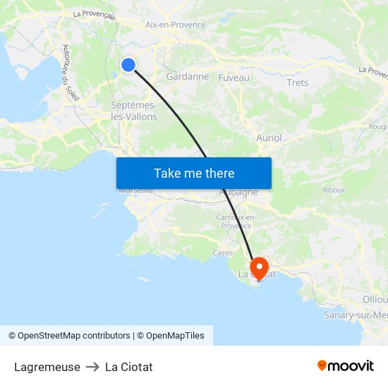Lagremeuse to La Ciotat map