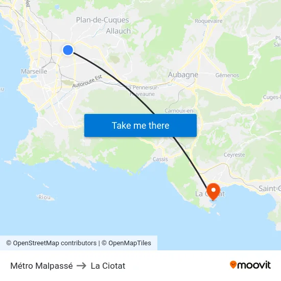 Métro Malpassé to La Ciotat map