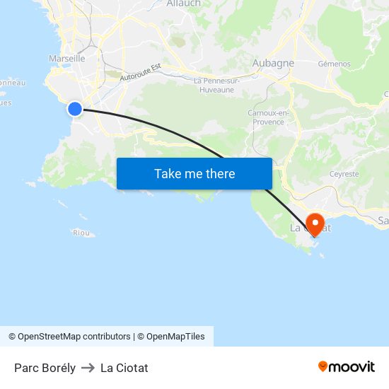 Parc Borély to La Ciotat map