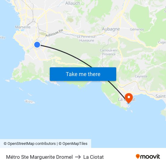 Sainte-Marguerite Dromel to La Ciotat map