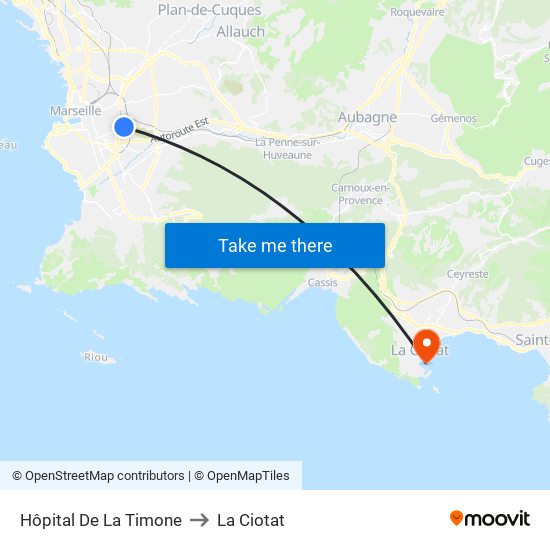 Hôpital De La Timone to La Ciotat map