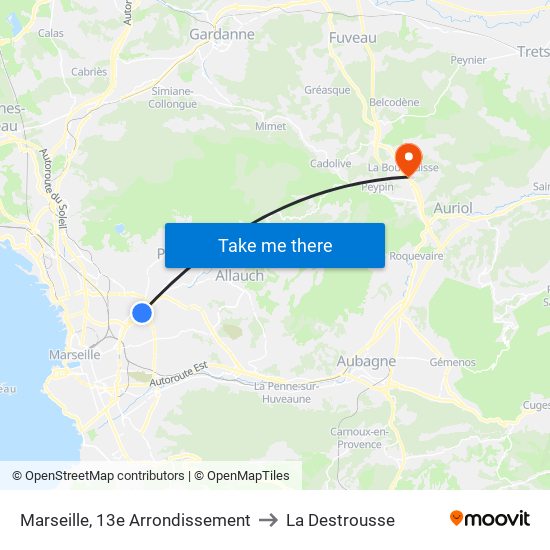 Marseille, 13e Arrondissement to La Destrousse map