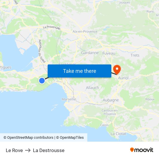 Le Rove to La Destrousse map