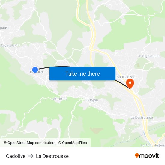 Cadolive to La Destrousse map