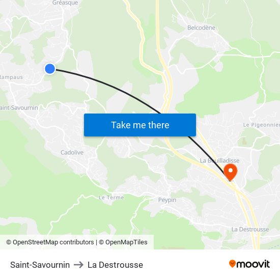 Saint-Savournin to La Destrousse map