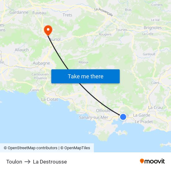 Toulon to La Destrousse map