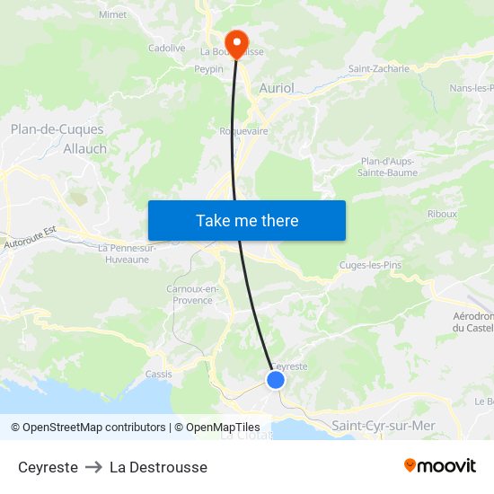 Ceyreste to La Destrousse map