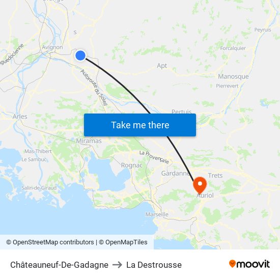 Châteauneuf-De-Gadagne to La Destrousse map
