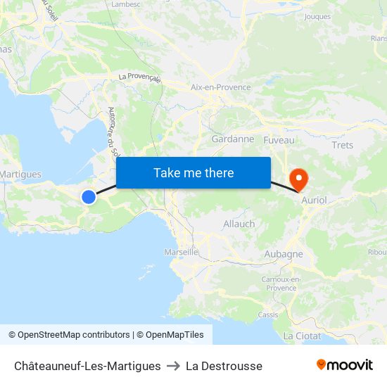 Châteauneuf-Les-Martigues to La Destrousse map