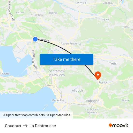 Coudoux to La Destrousse map