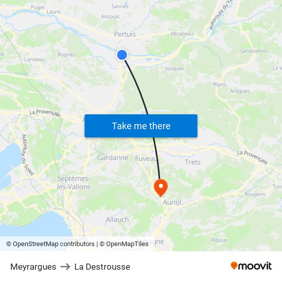 Meyrargues to La Destrousse map