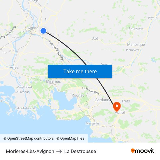 Morières-Lès-Avignon to La Destrousse map