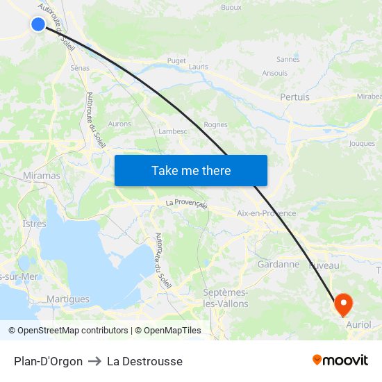 Plan-D'Orgon to La Destrousse map