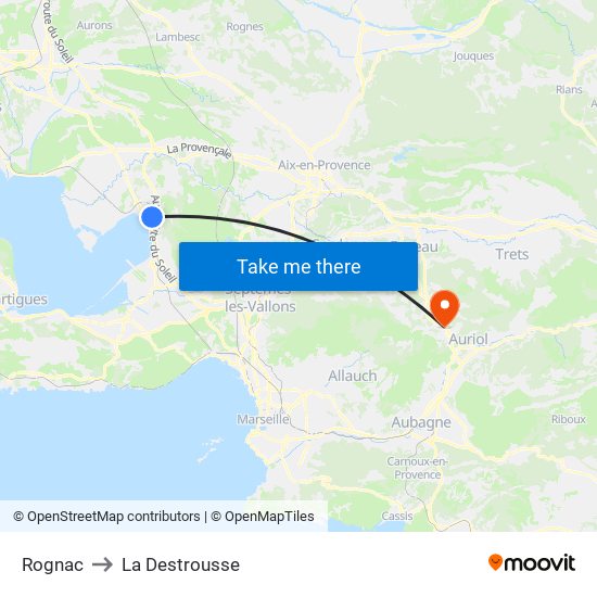 Rognac to La Destrousse map