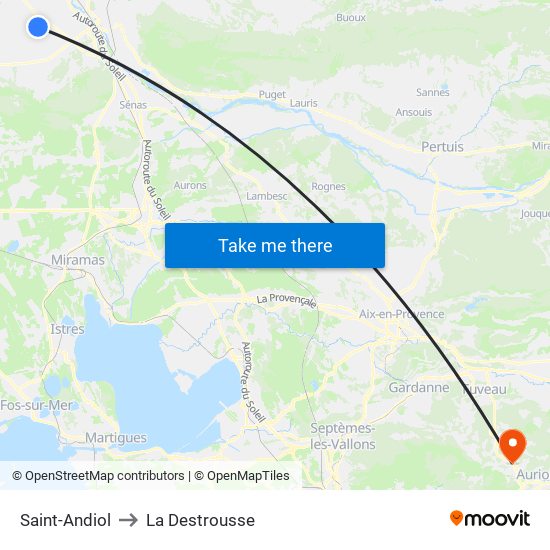 Saint-Andiol to La Destrousse map