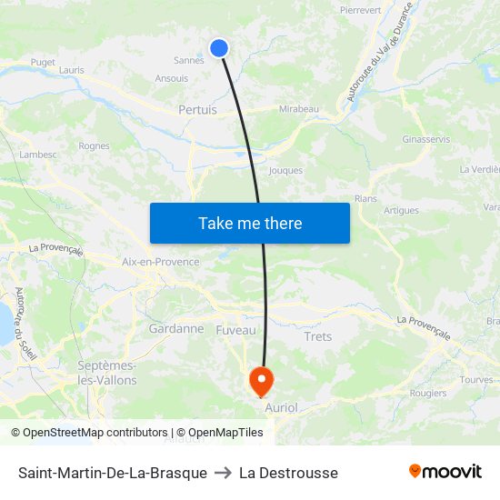 Saint-Martin-De-La-Brasque to La Destrousse map