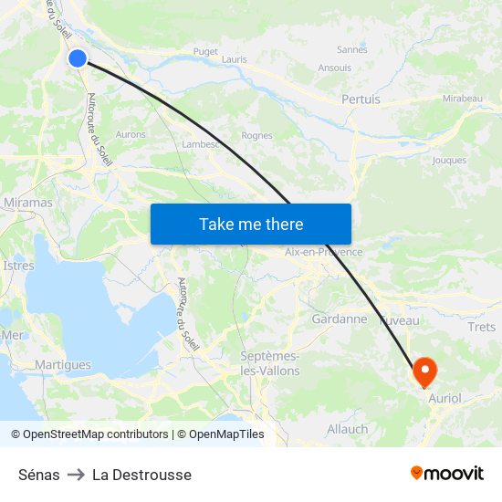 Sénas to La Destrousse map