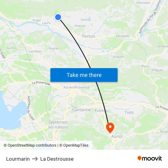 Lourmarin to La Destrousse map