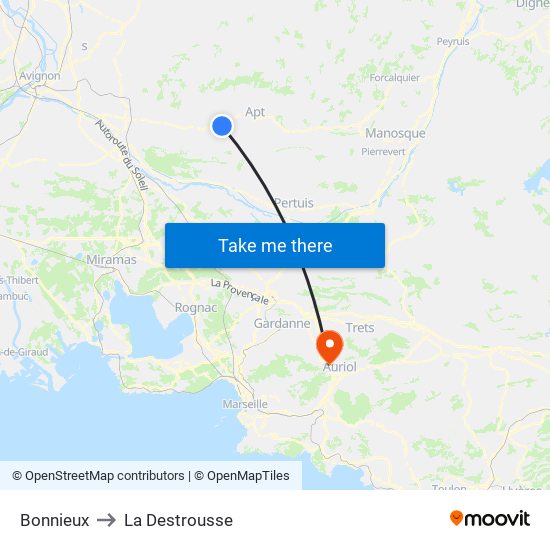 Bonnieux to La Destrousse map