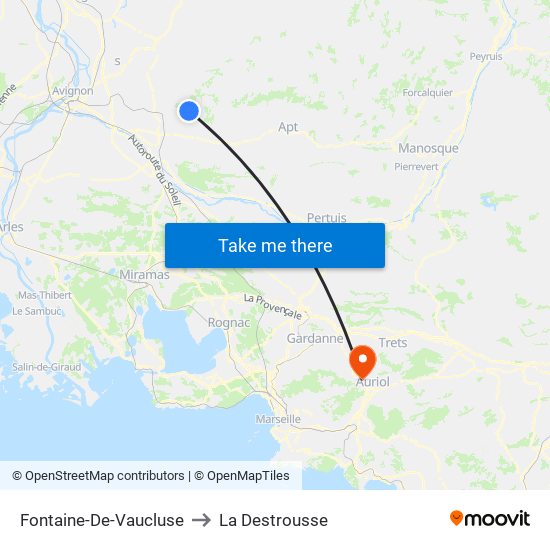 Fontaine-De-Vaucluse to La Destrousse map