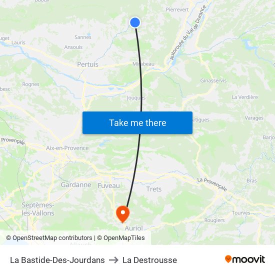 La Bastide-Des-Jourdans to La Destrousse map