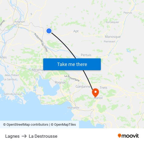 Lagnes to La Destrousse map
