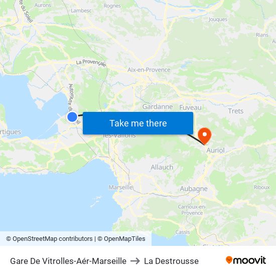 Gare De Vitrolles-Aér-Marseille to La Destrousse map