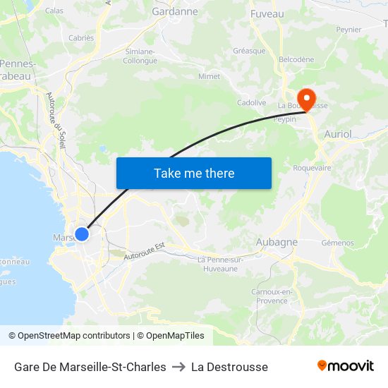 Gare De Marseille-St-Charles to La Destrousse map