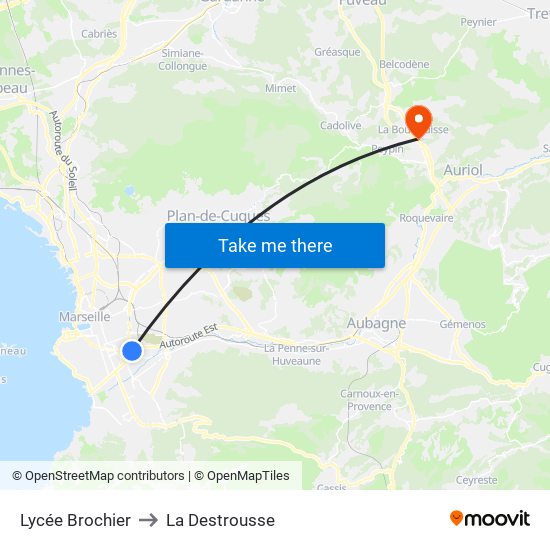 Lycée Brochier to La Destrousse map