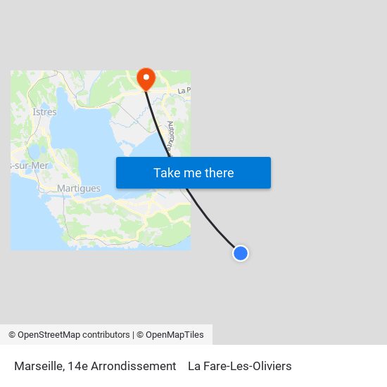 Marseille, 14e Arrondissement to La Fare-Les-Oliviers map