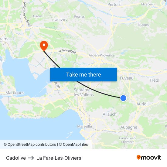 Cadolive to La Fare-Les-Oliviers map