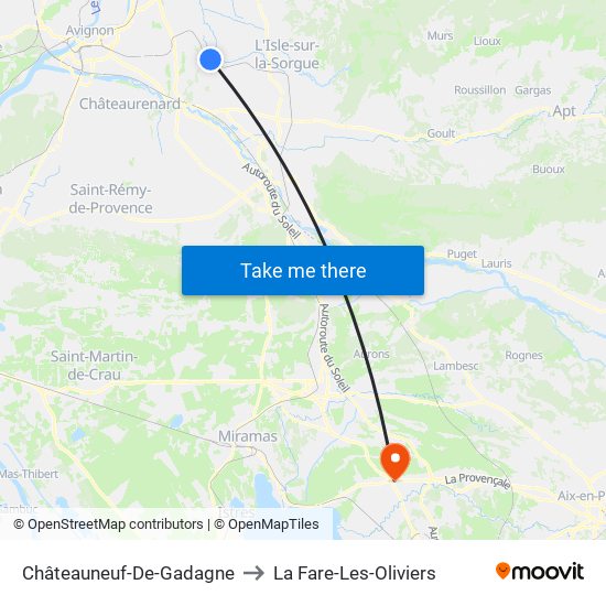 Châteauneuf-De-Gadagne to La Fare-Les-Oliviers map