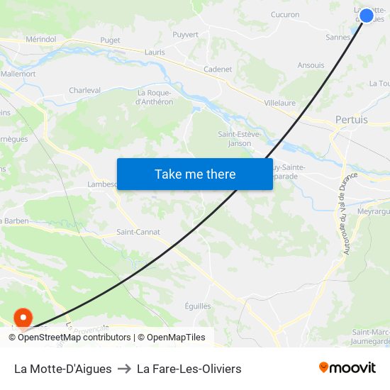 La Motte-D'Aigues to La Fare-Les-Oliviers map