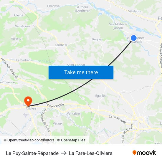Le Puy-Sainte-Réparade to La Fare-Les-Oliviers map