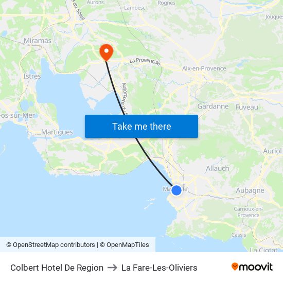 Colbert Hotel De Region to La Fare-Les-Oliviers map