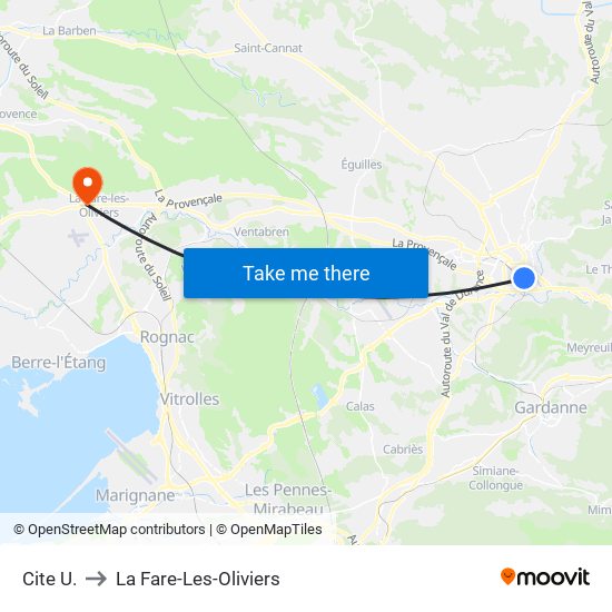 Cite  U. to La Fare-Les-Oliviers map