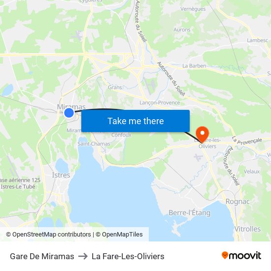 Gare De Miramas to La Fare-Les-Oliviers map