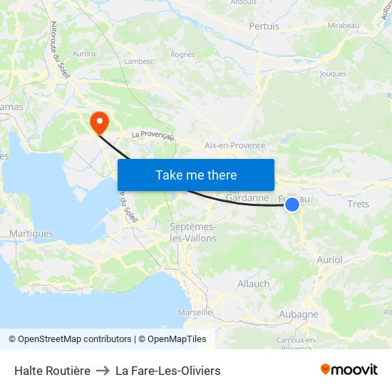 Halte Routière to La Fare-Les-Oliviers map