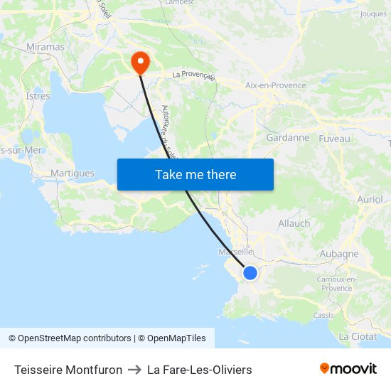 Teisseire Montfuron to La Fare-Les-Oliviers map