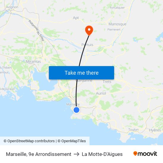 Marseille, 9e Arrondissement to La Motte-D'Aigues map