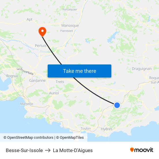 Besse-Sur-Issole to La Motte-D'Aigues map
