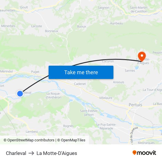 Charleval to La Motte-D'Aigues map